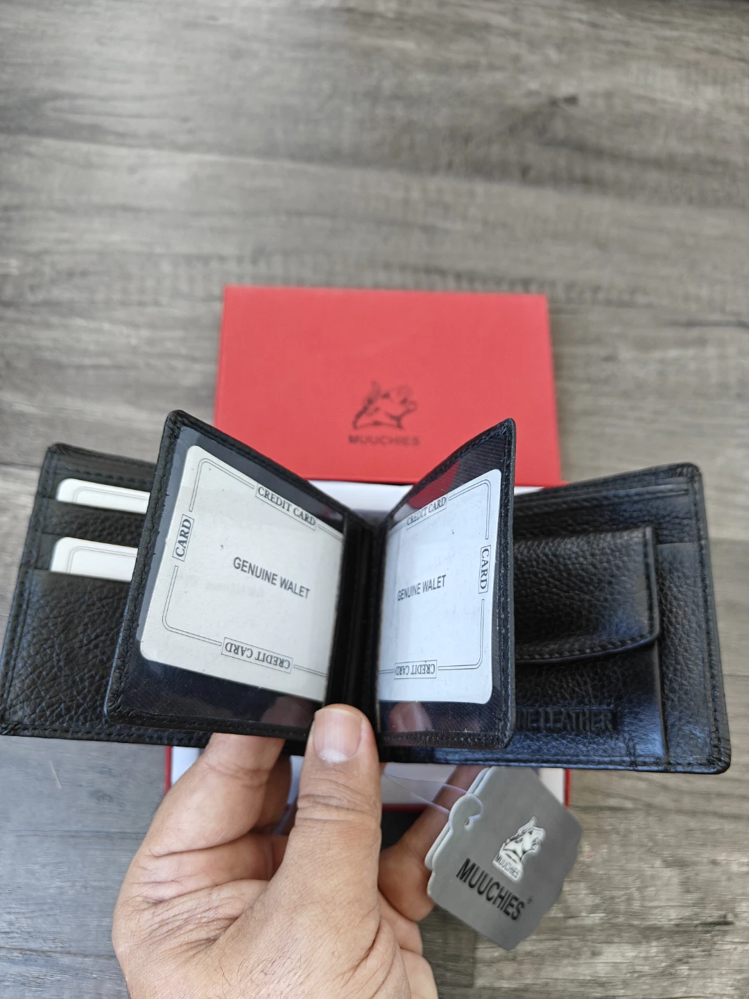 MUUCHIES Black Leather Bifold Wallet with Box - photo 2
