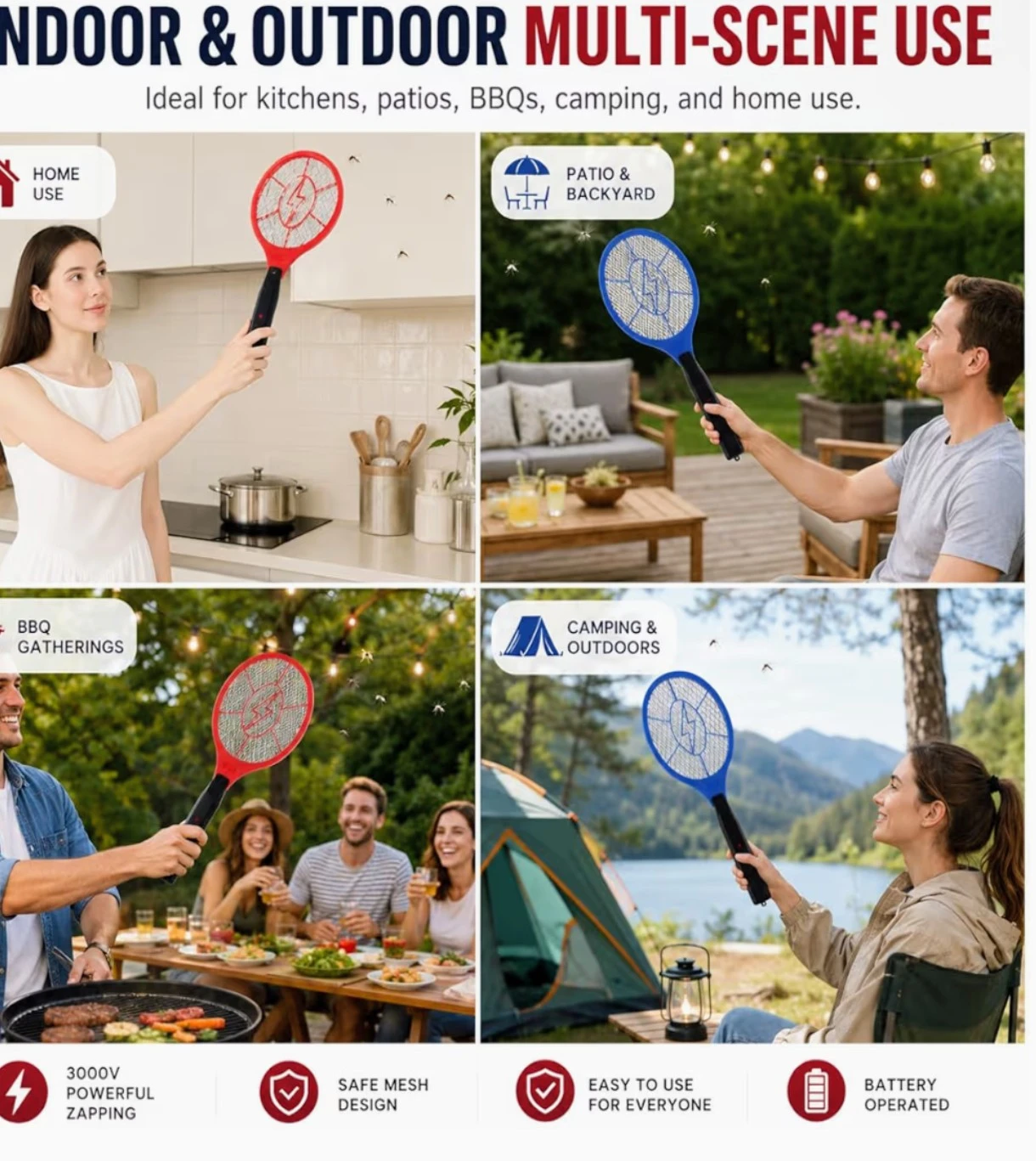 NEW Electric Bug  Mosquito Fly Swatter Indoor Outdoor