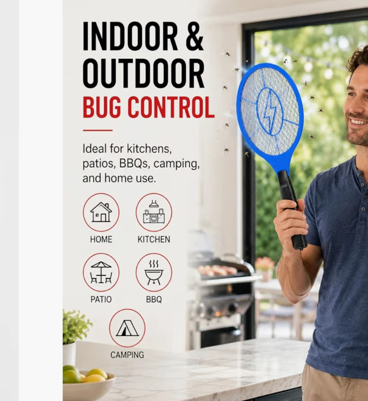 NEW Electric Bug  Mosquito Fly Swatter Indoor Outdoor - photo 2