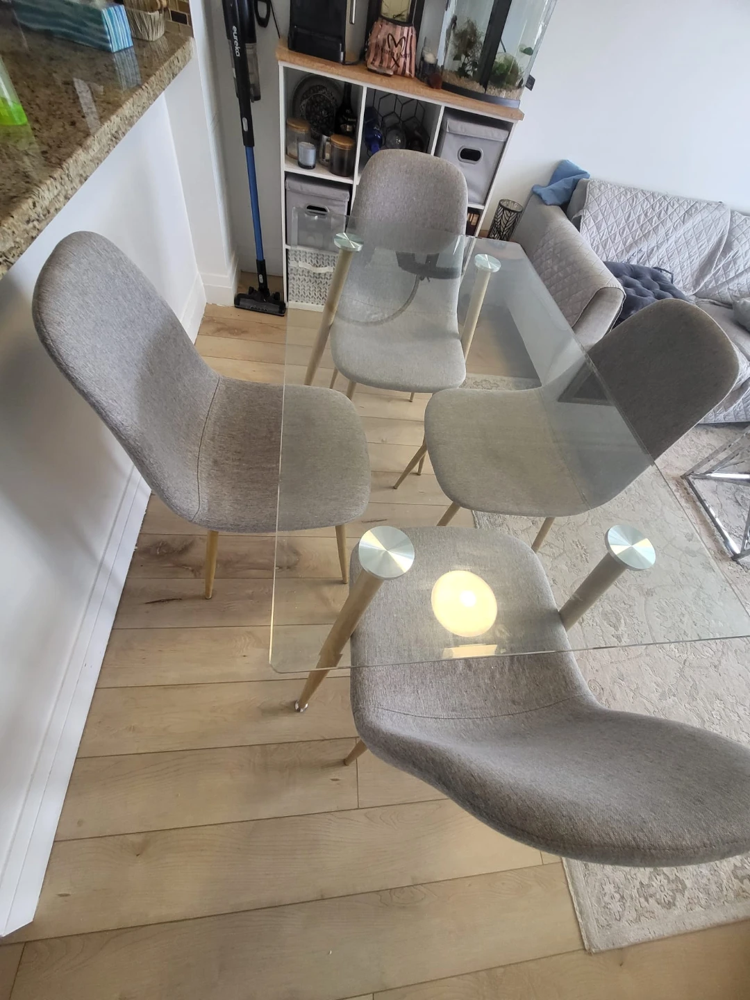 Glass Dining Table with 4 Grey Chairs - photo 2