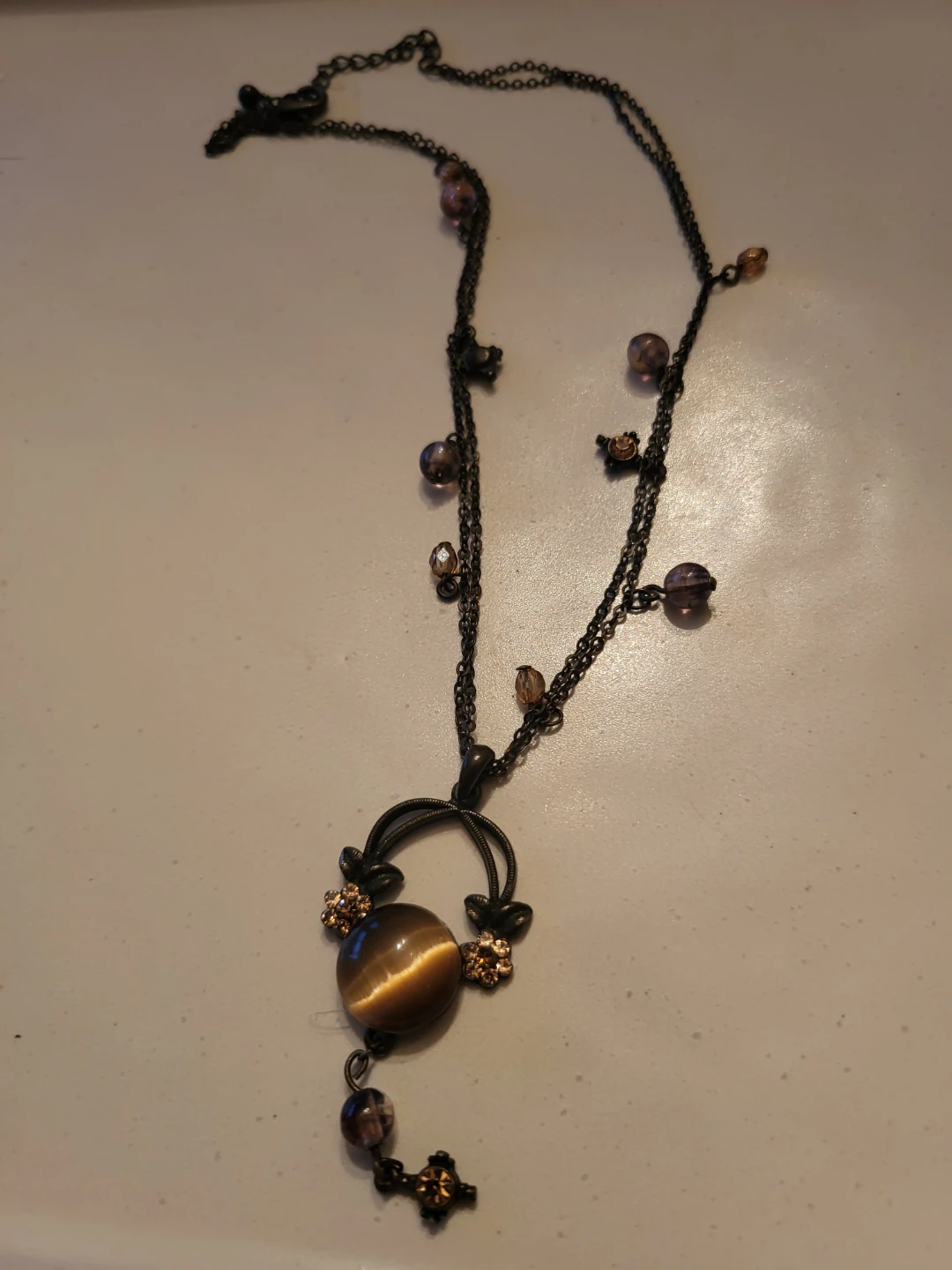 Tigereye and Crystal Pendant Necklace - photo 3