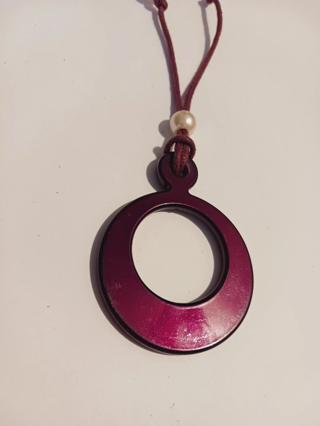 Unique Burgundy Red  Pendant with Pearl Accents Necklace - photo 5
