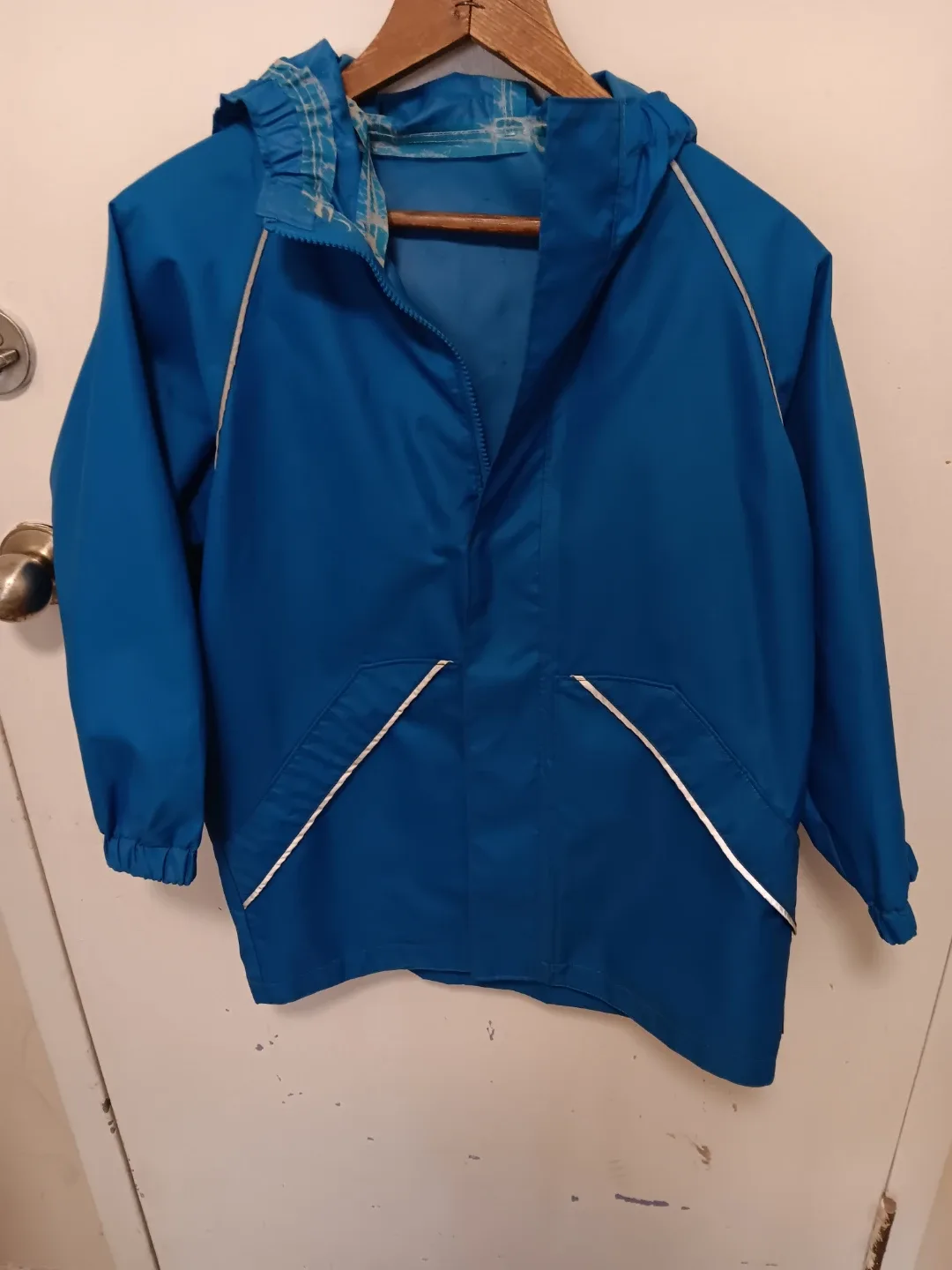 Blue Hooded Rain Jacket child 9-14