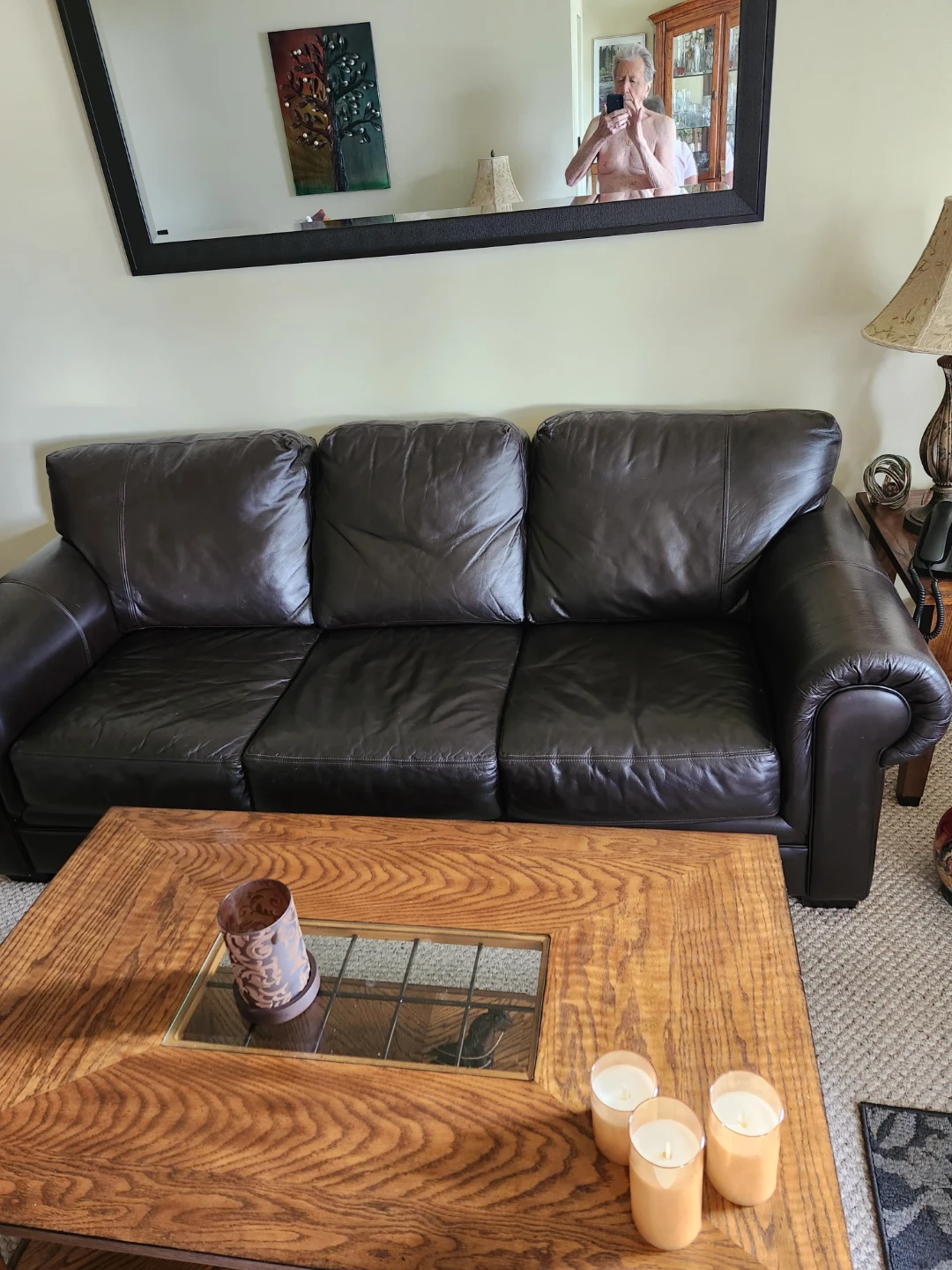 Dark Brown Leather Sofa - photo 2