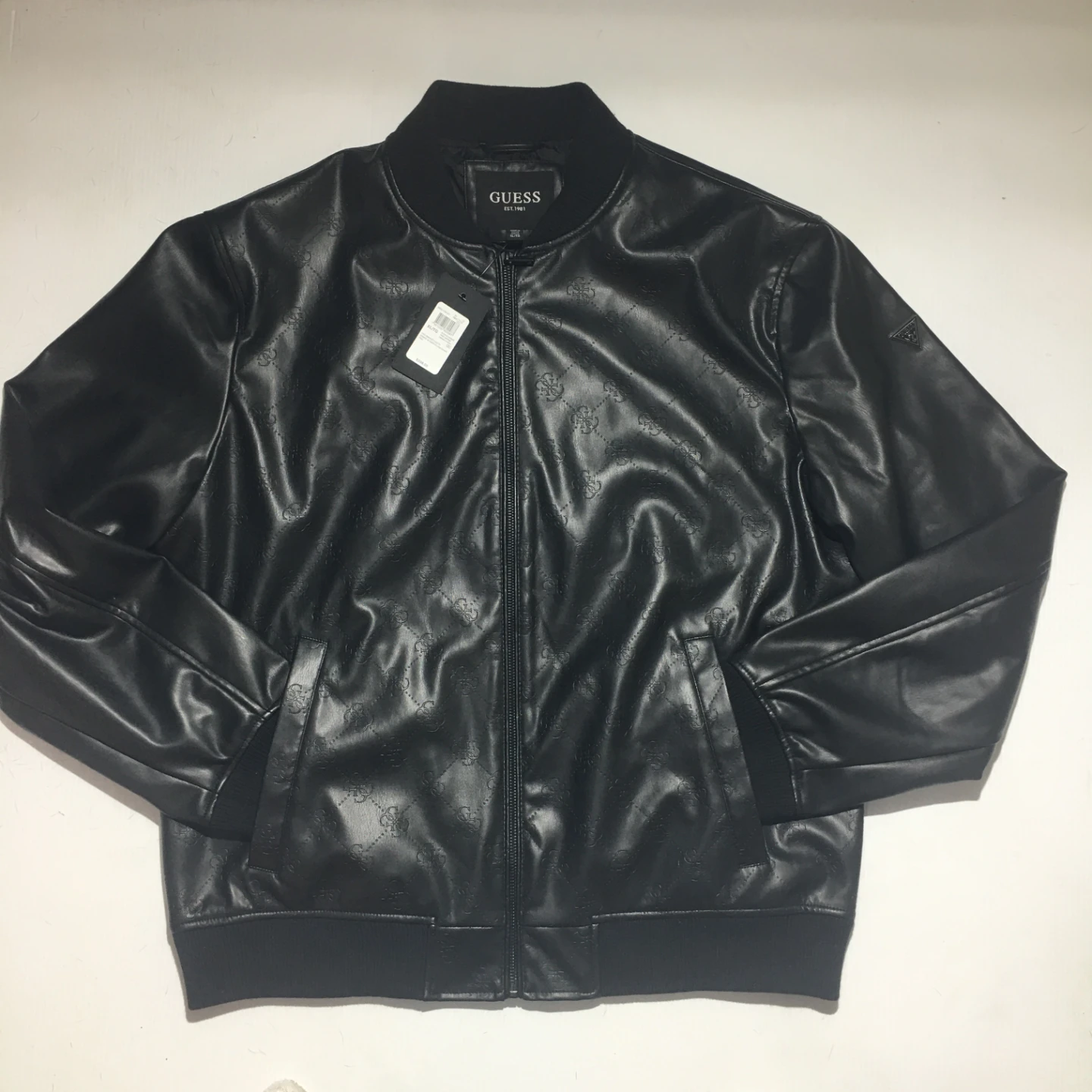 Guess Black Embossed Logo Bomber Jacket XL/TG