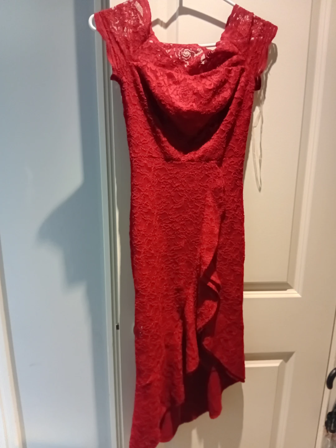 Red Lace Ruffle Dress