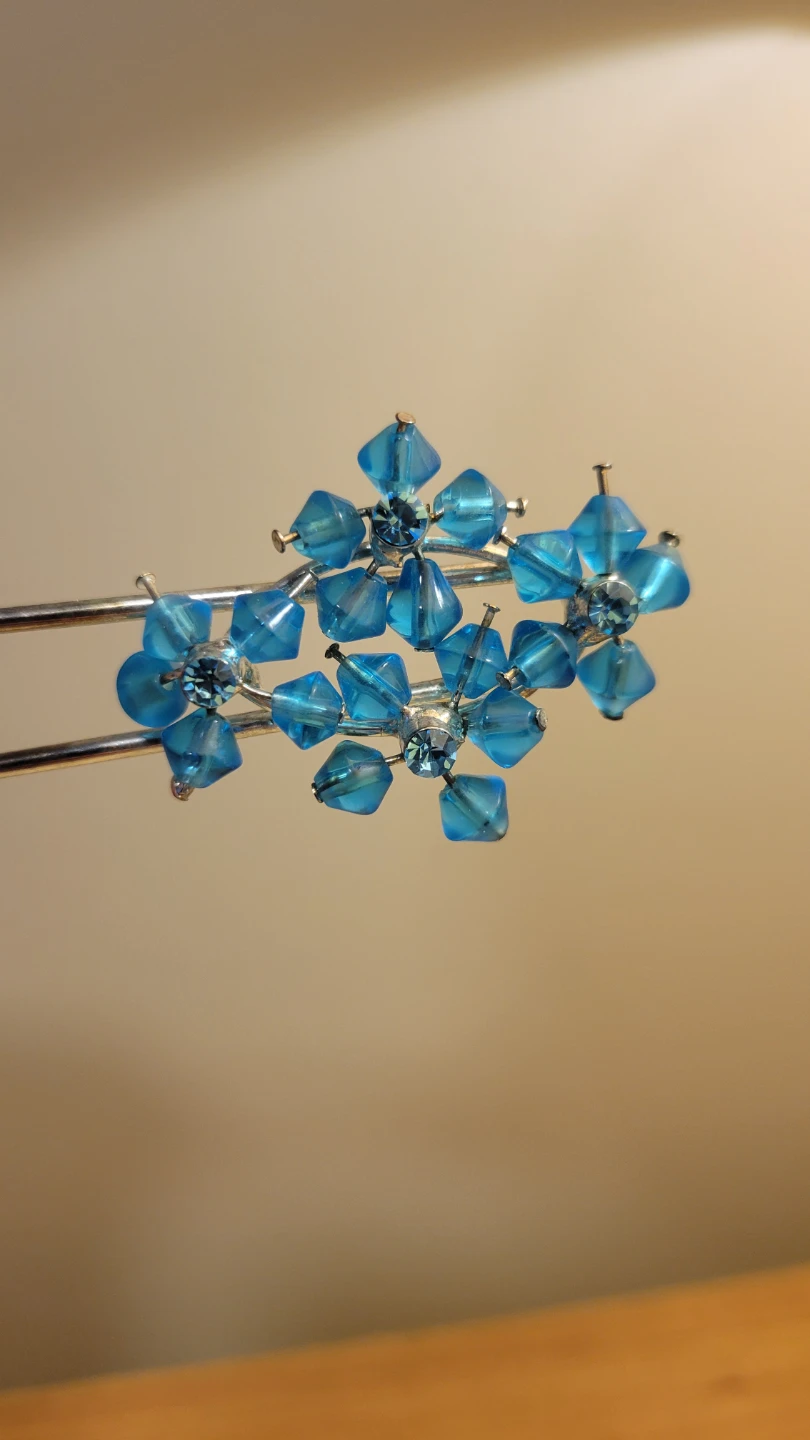 Blue Beaded Hair Stick