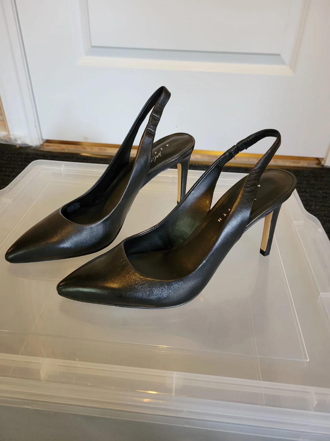 Lord & Taylor Black Leather Slingback Heels