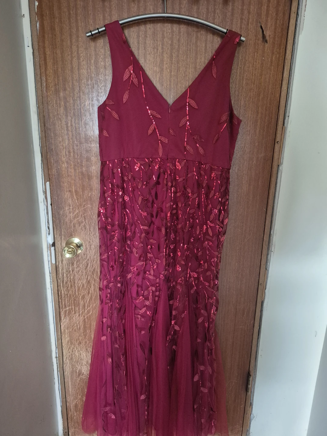 Women's Red Sequin Lace Mermaid Gown - photo 2