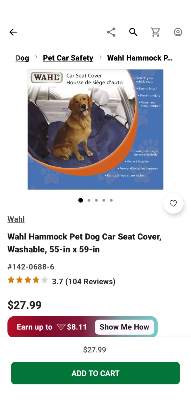 Wahl Car Seat Cover Convertible 2-in-1 Hammock Style - photo 4