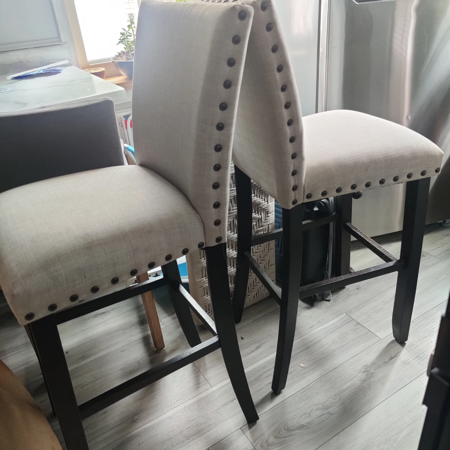 Set of 2 Upholstered Bar Stools