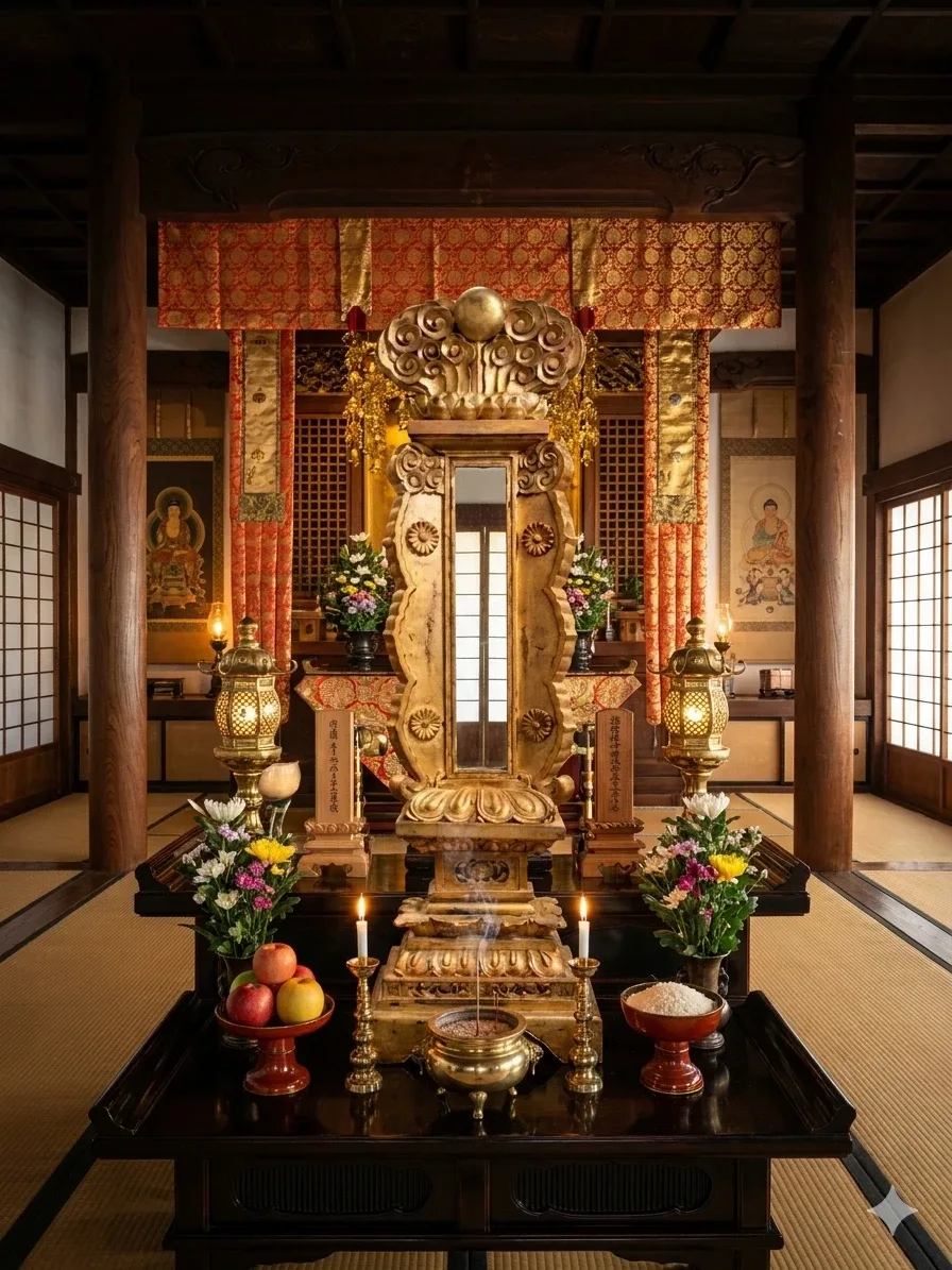 Antique 1915 Japanese Temple-Sized Gilt Wood Kuridashi Ihai - photo 3
