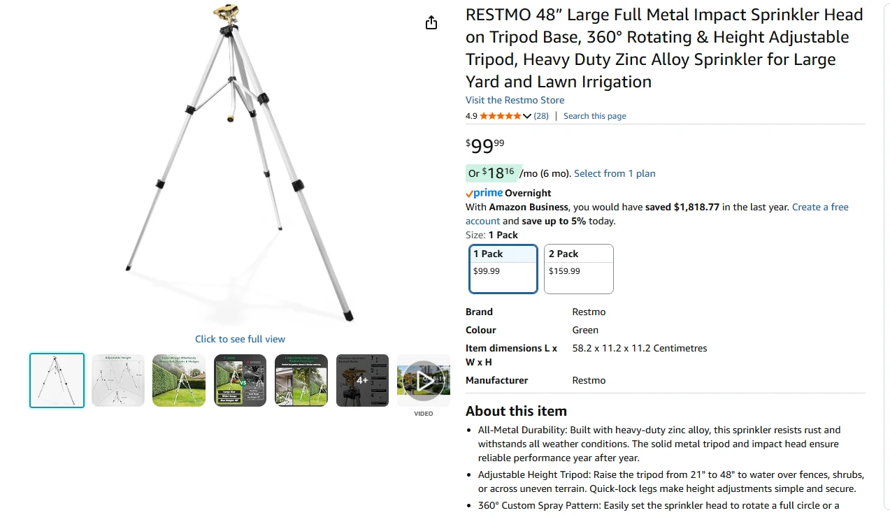 RESTMO Large Full Impact Sprinkler Head on Tripod - photo 2