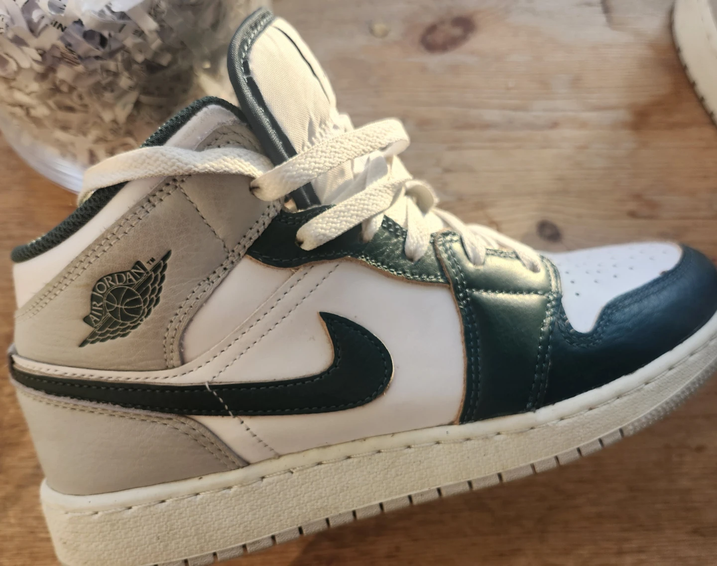 Air Jordan 1 Mid SE White Pine Green TD Shoes - photo 2