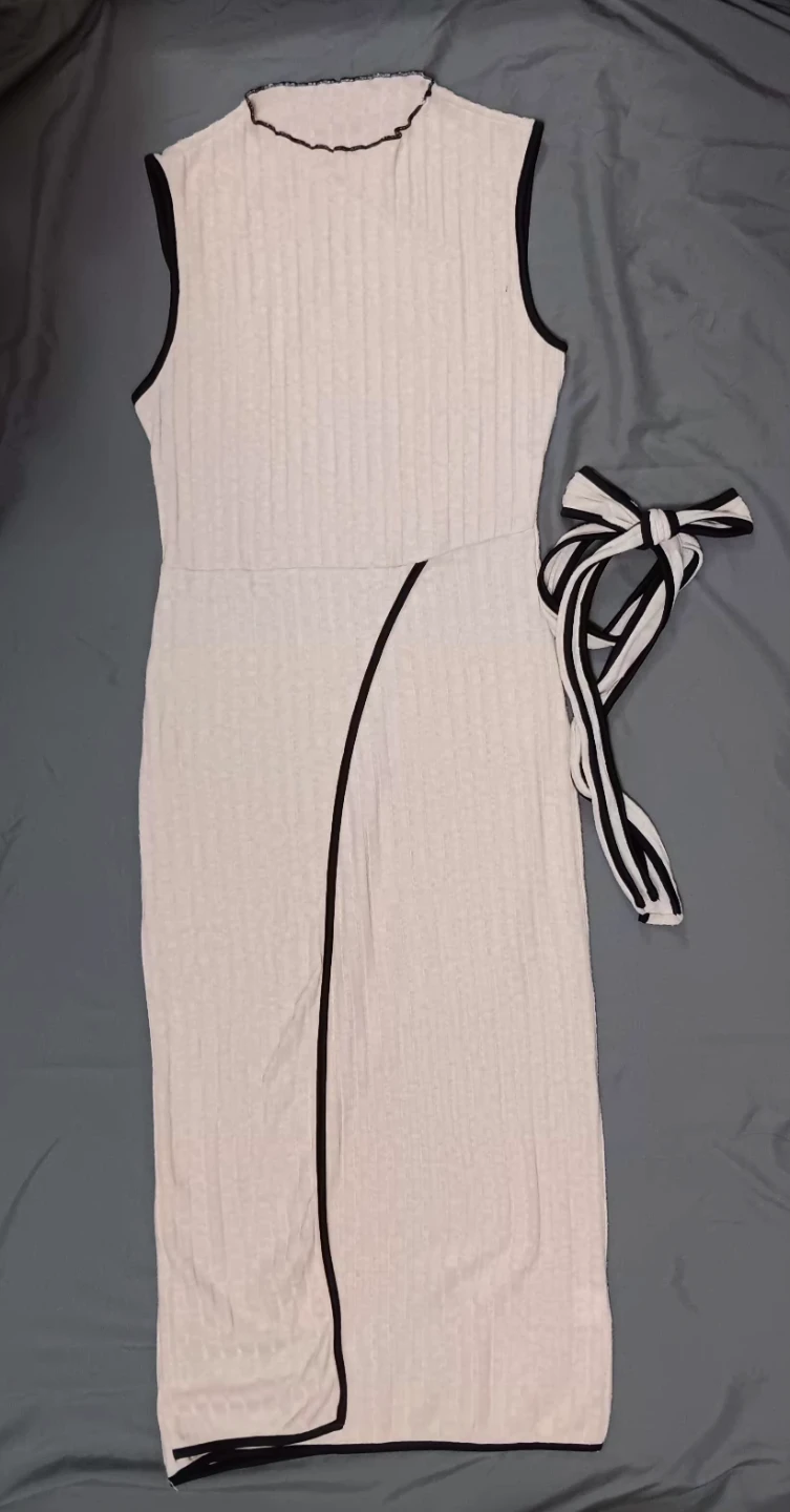 Ribbed Knit Midi Dress with Belt - photo 2