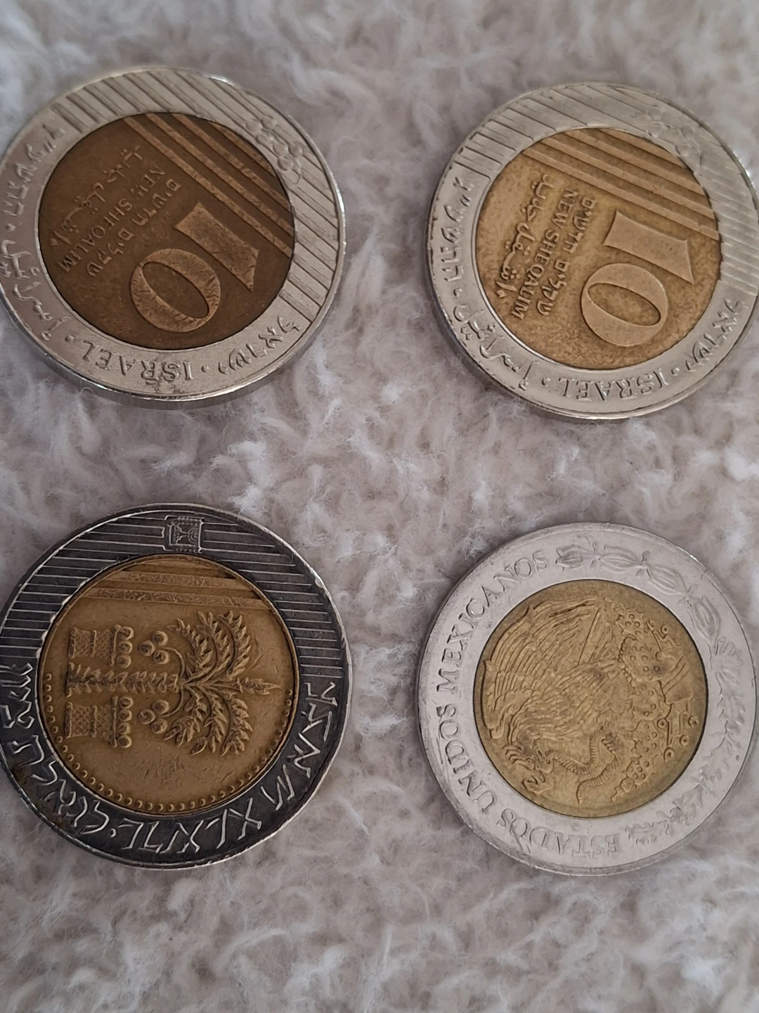 4 Commemorative Coins - Israel 10 Sheqalim, Mexico
