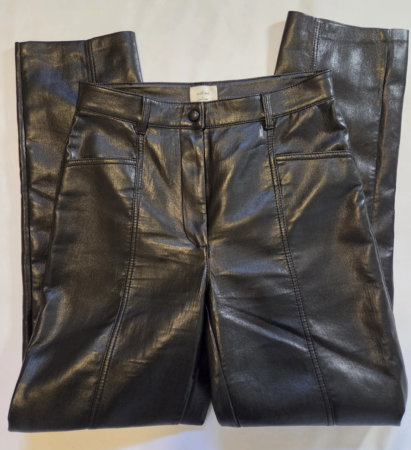 Wilfred Black Faux Leather Pants Size 6