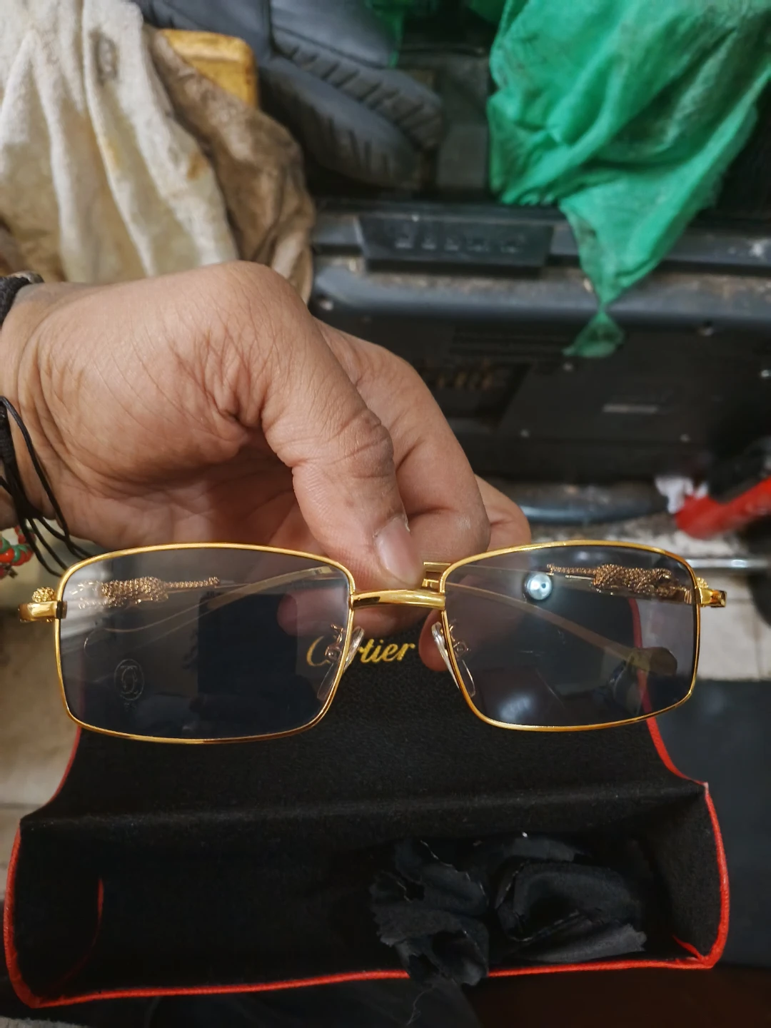 Cartier Sunglasses - Gold Frame, Leopard Detail - photo 3