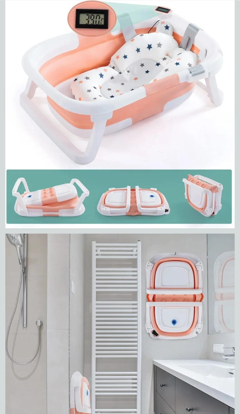 Collapsible Baby Bathtub with Temperature Display
