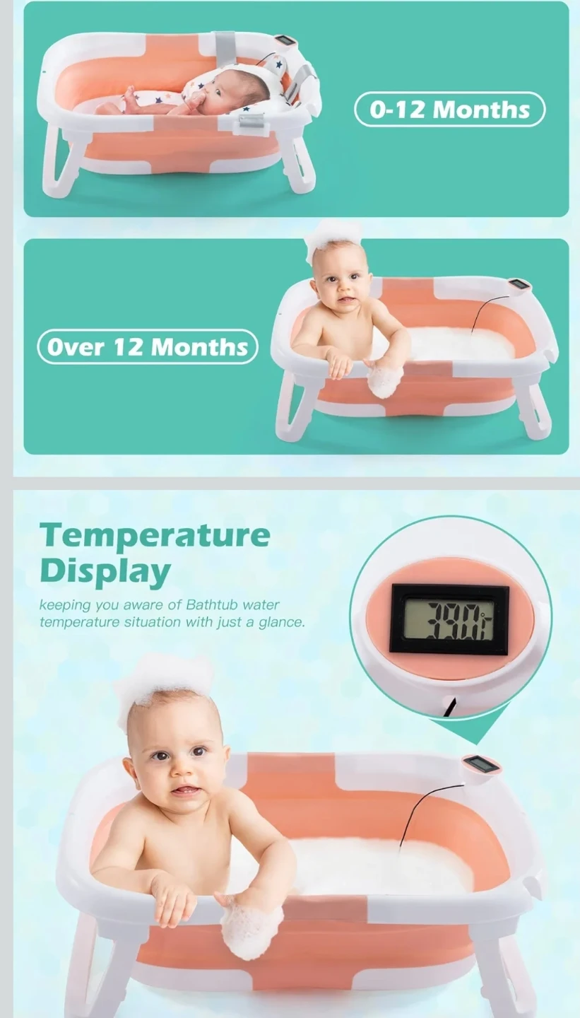 Collapsible Baby Bathtub with Temperature Display - photo 2