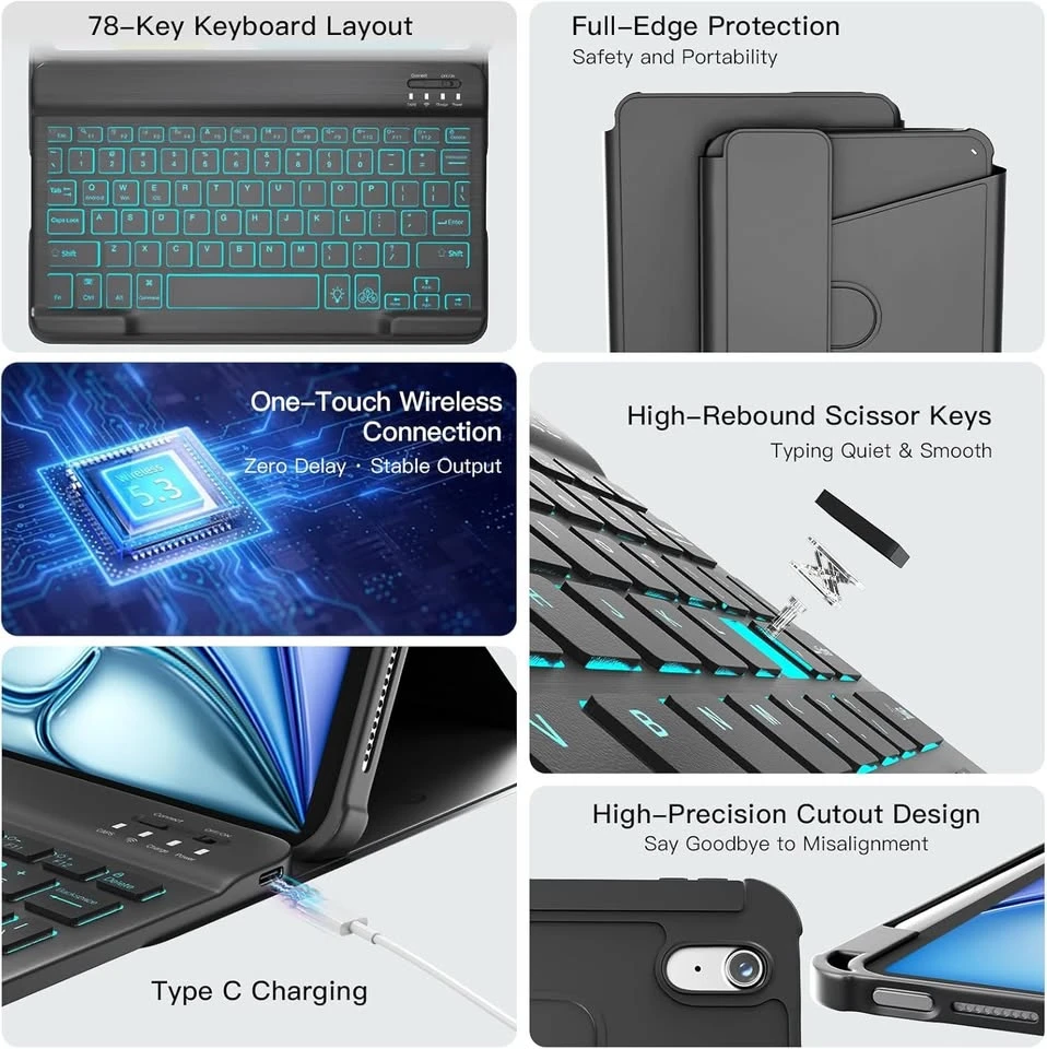 iPad Air Keyboard Case with 7-Color Backlight - photo 5