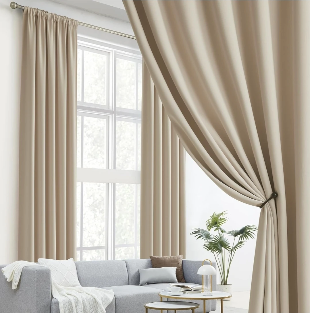 Beige Blackout Curtains (Pair) 2vpanes - photo 5