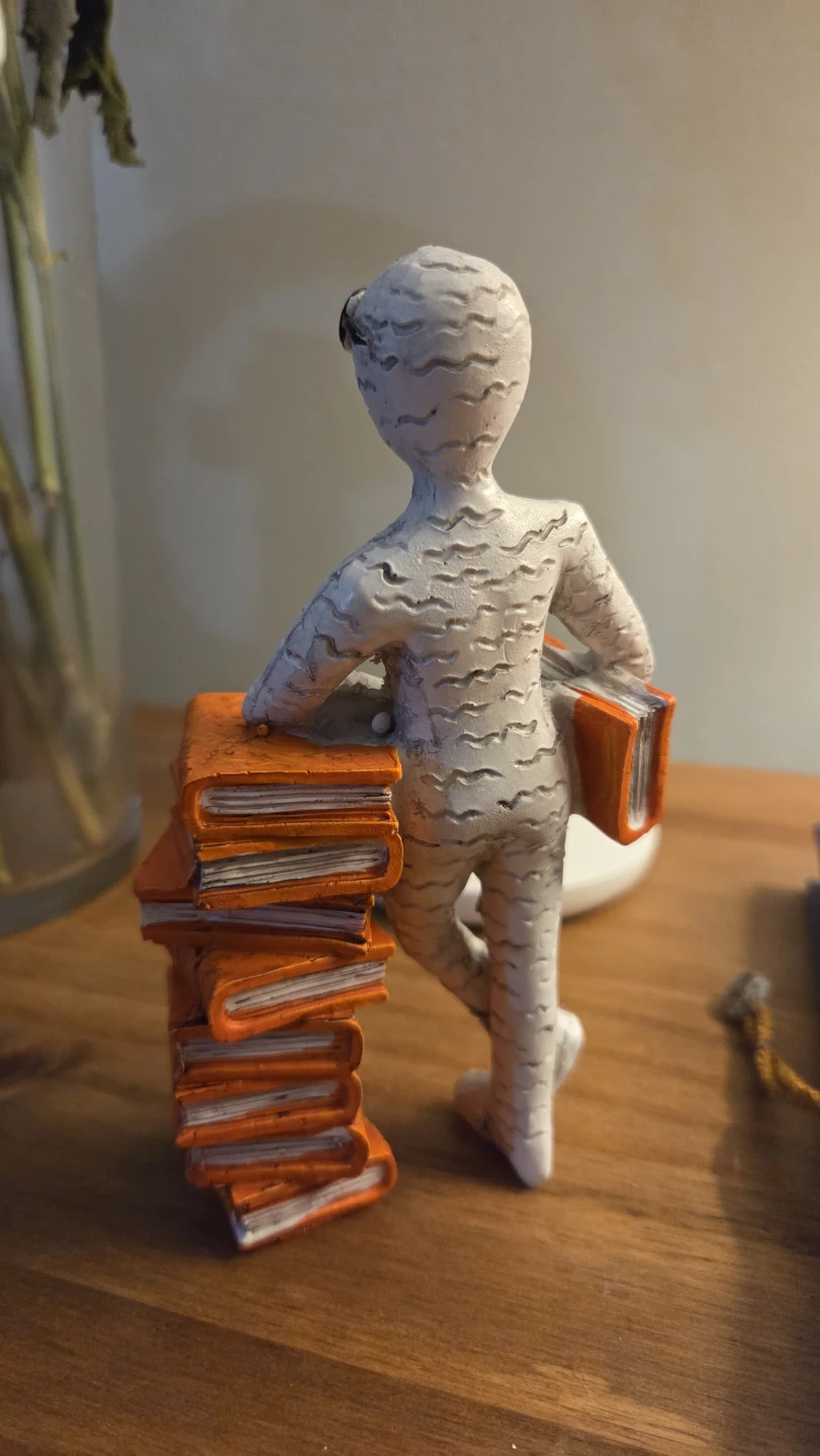Reader Bookworm Sandstone Statue *new - photo 3