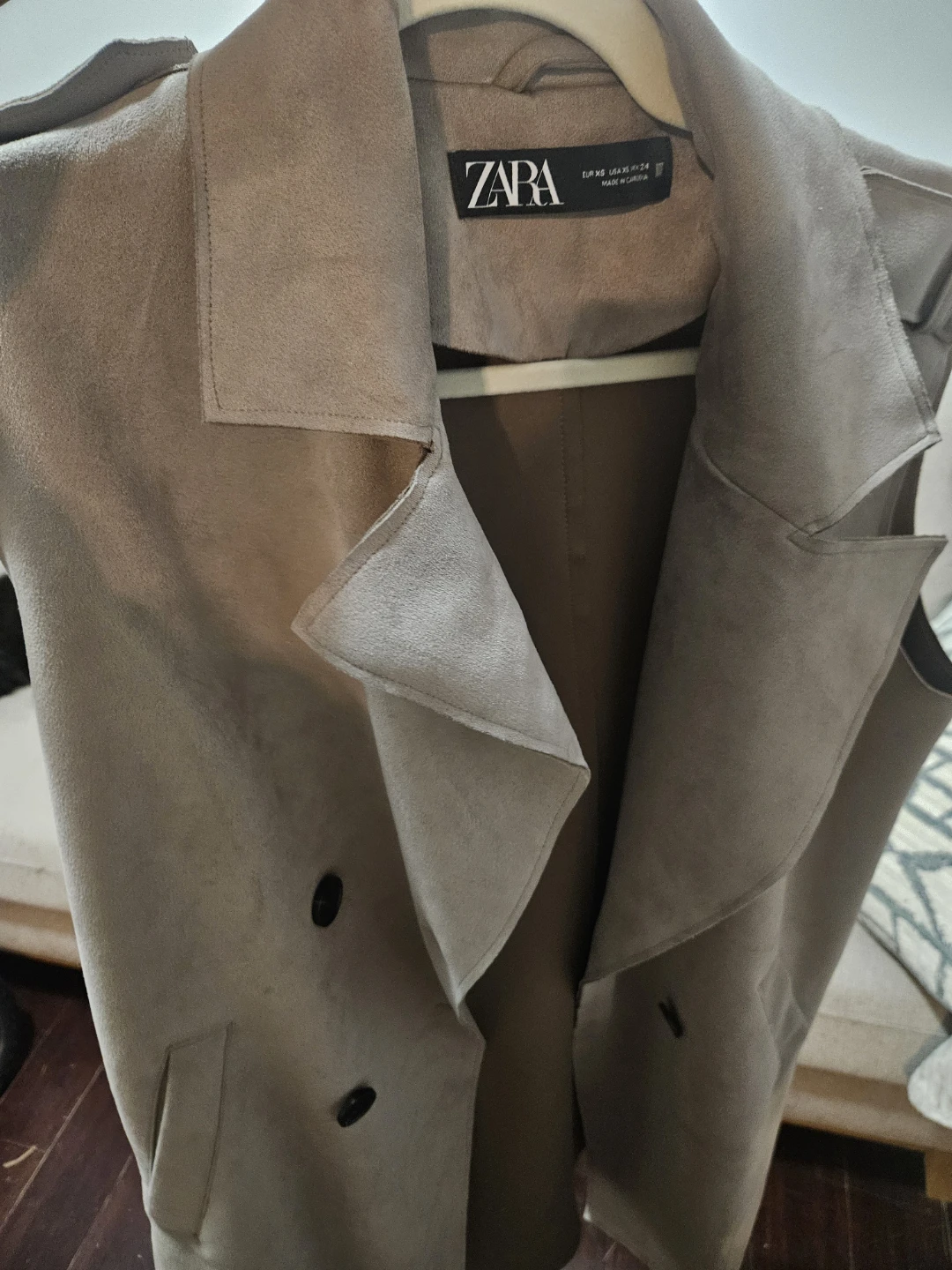 ZARA Sleeveless Trench Vest - Beige, Size XS