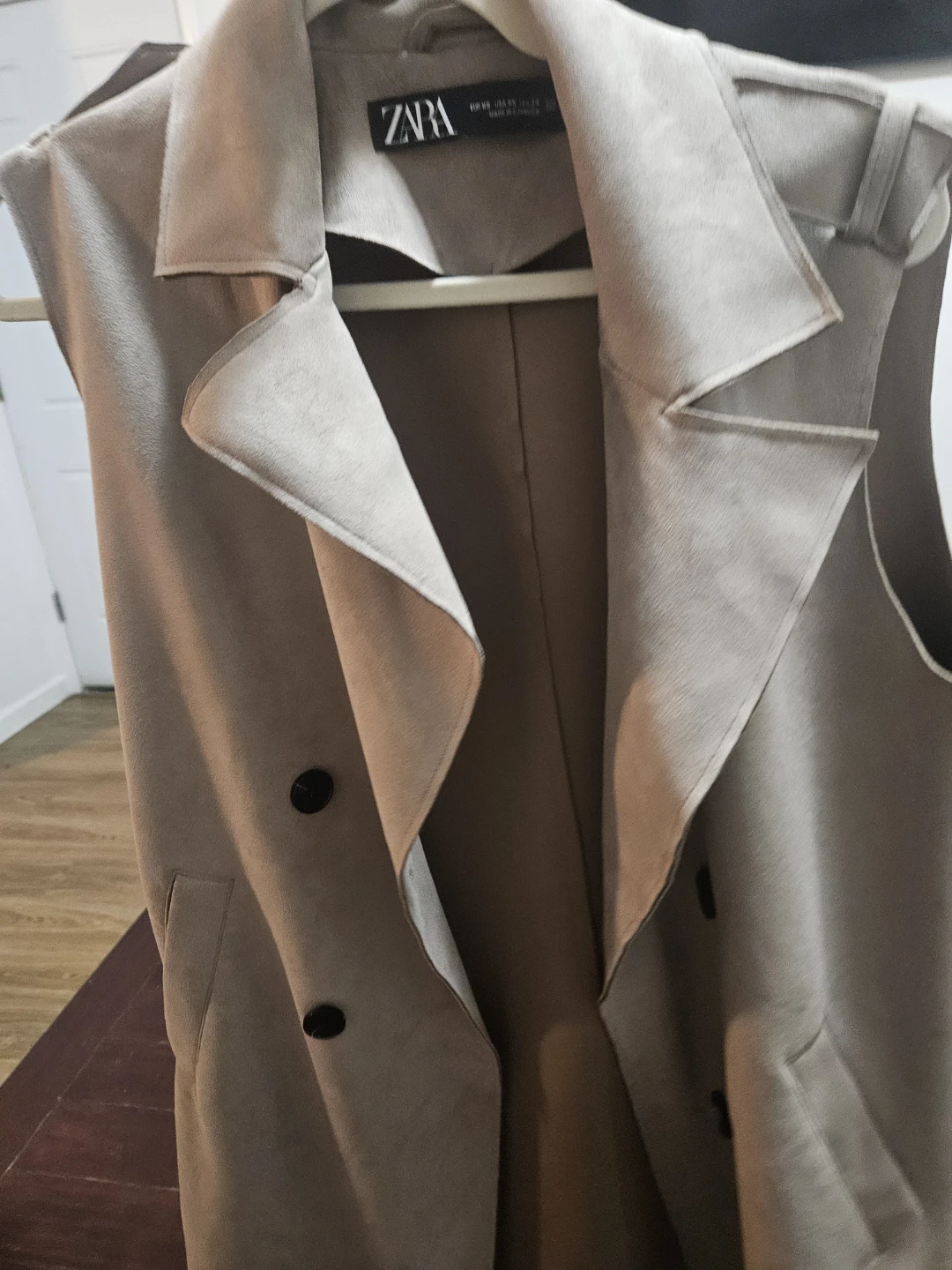 ZARA Sleeveless Trench Vest - Beige, Size XS - photo 3