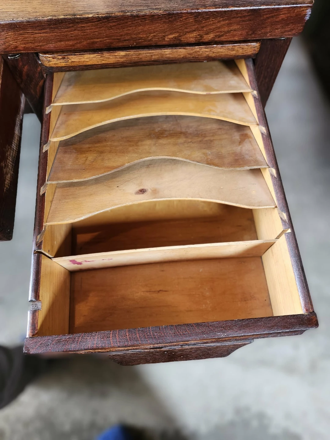 Vintage solid Oak Wooden Desk with Drawers - photo 4