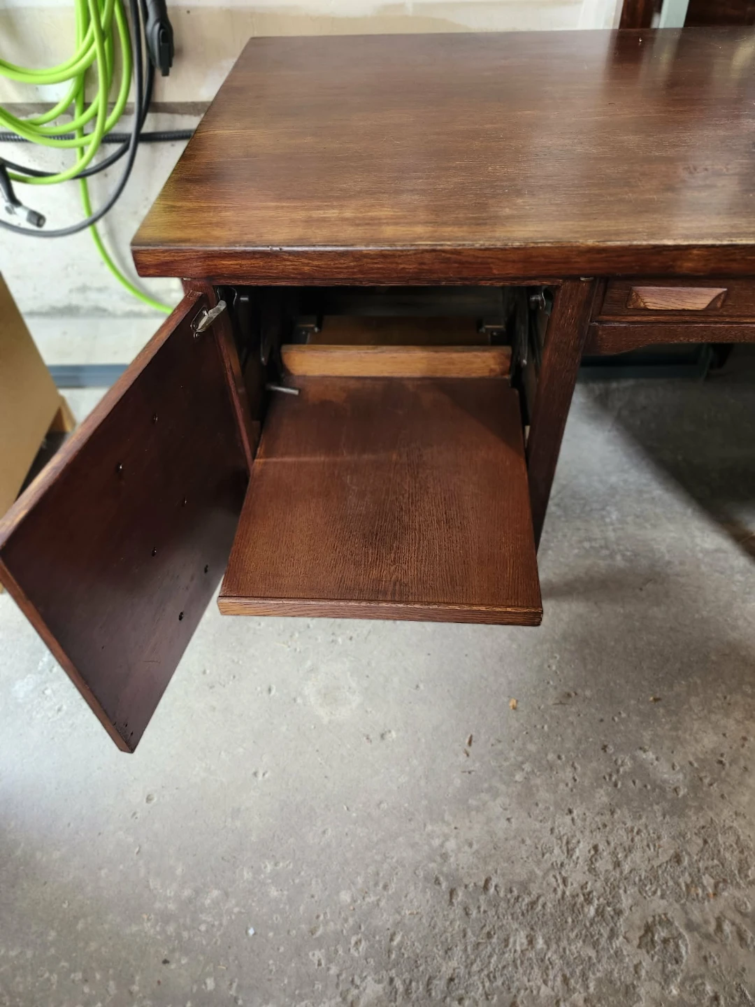 Vintage solid Oak Wooden Desk with Drawers - photo 5