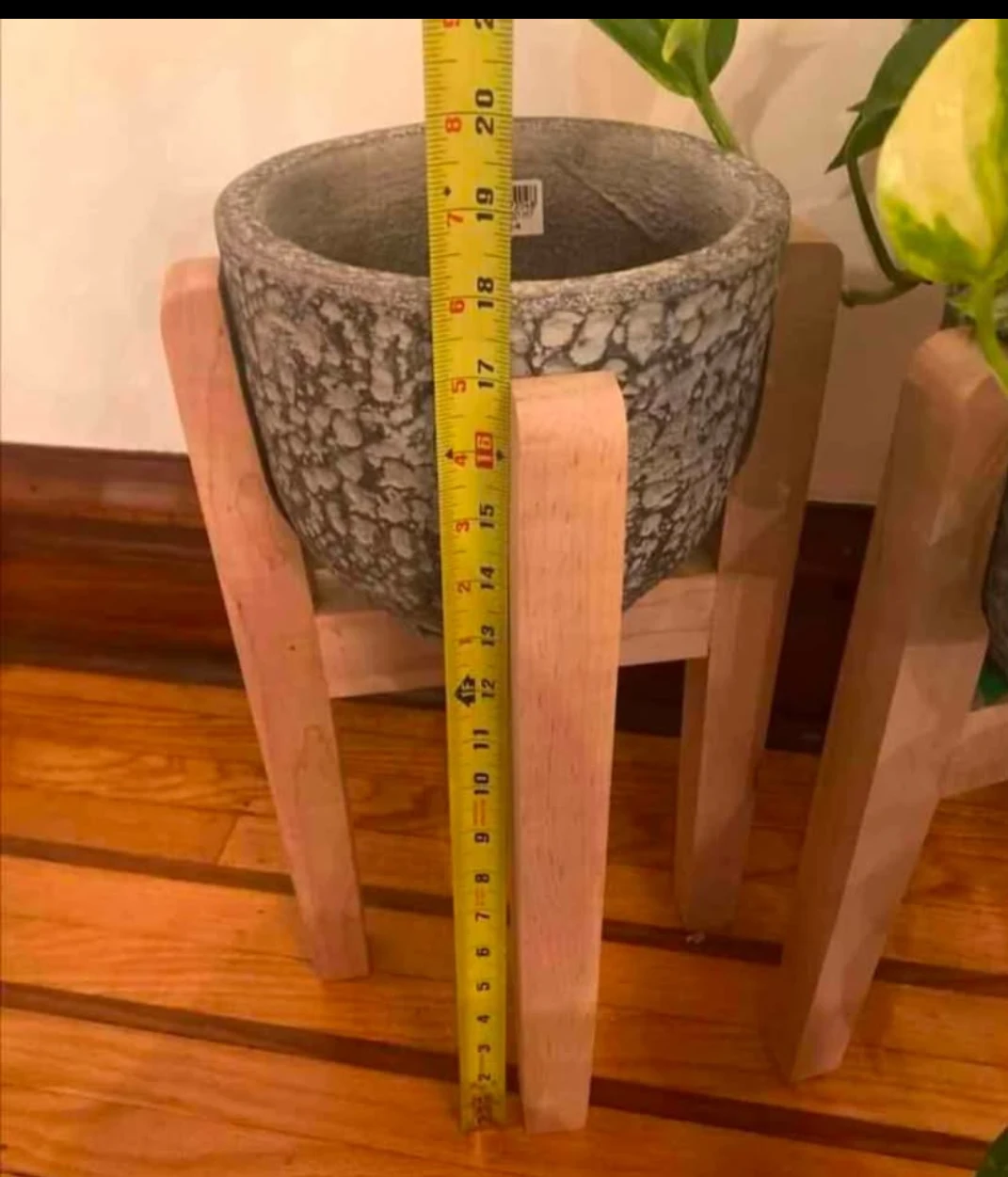 Stone Planter Pot with Wooden Stand - photo 4