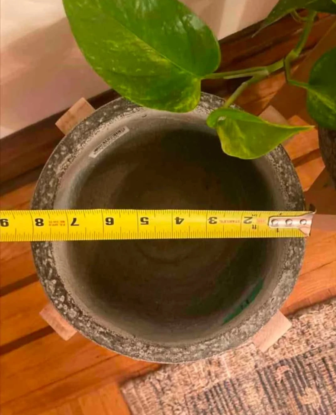 Stone Planter Pot with Wooden Stand - photo 5