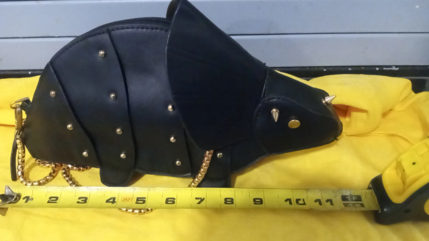 Black Dinosaur Shaped Shoulder Bag with Gold Chain