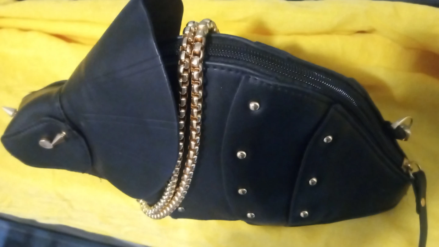 Black Dinosaur Shaped Shoulder Bag with Gold Chain - photo 2