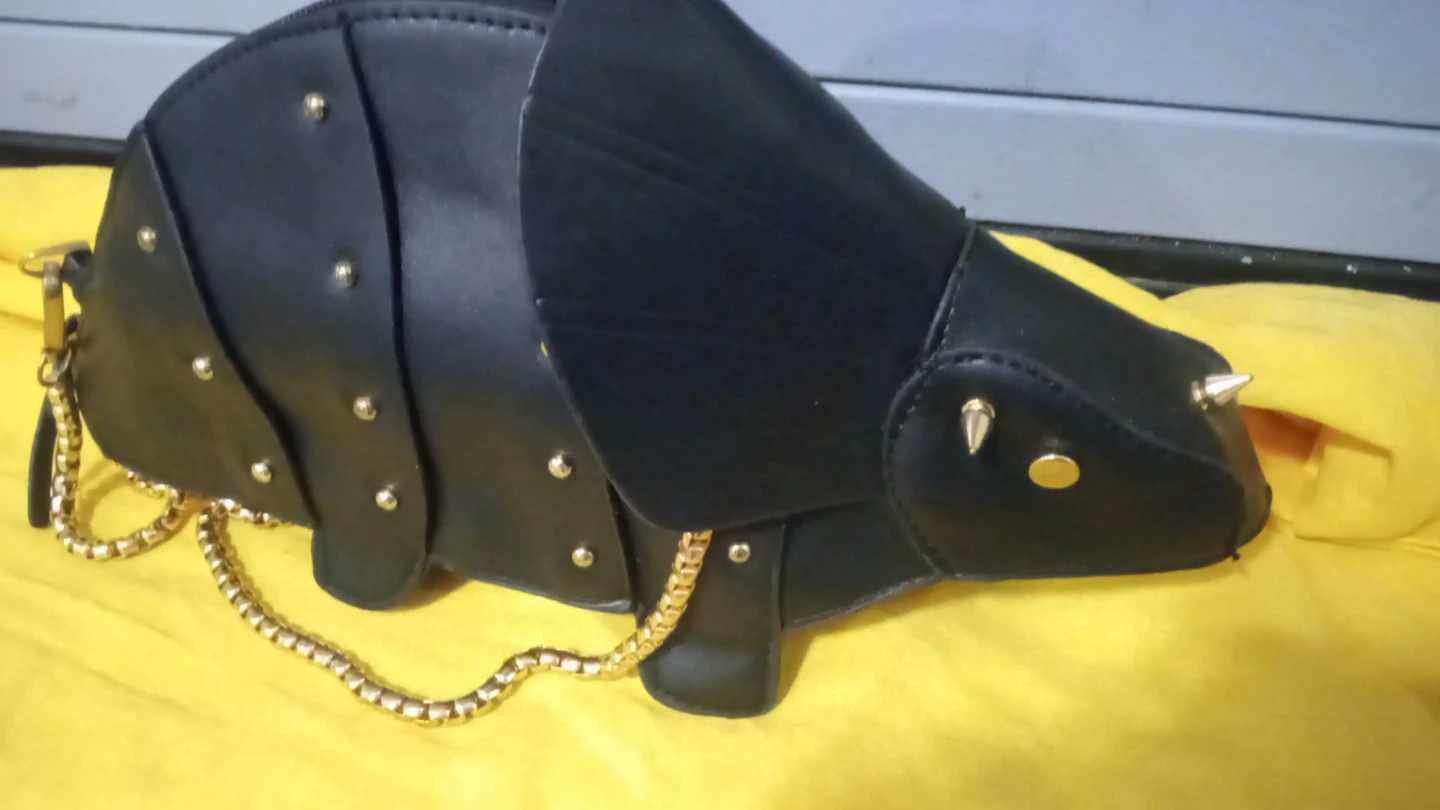 Black Dinosaur Shaped Shoulder Bag with Gold Chain - photo 3