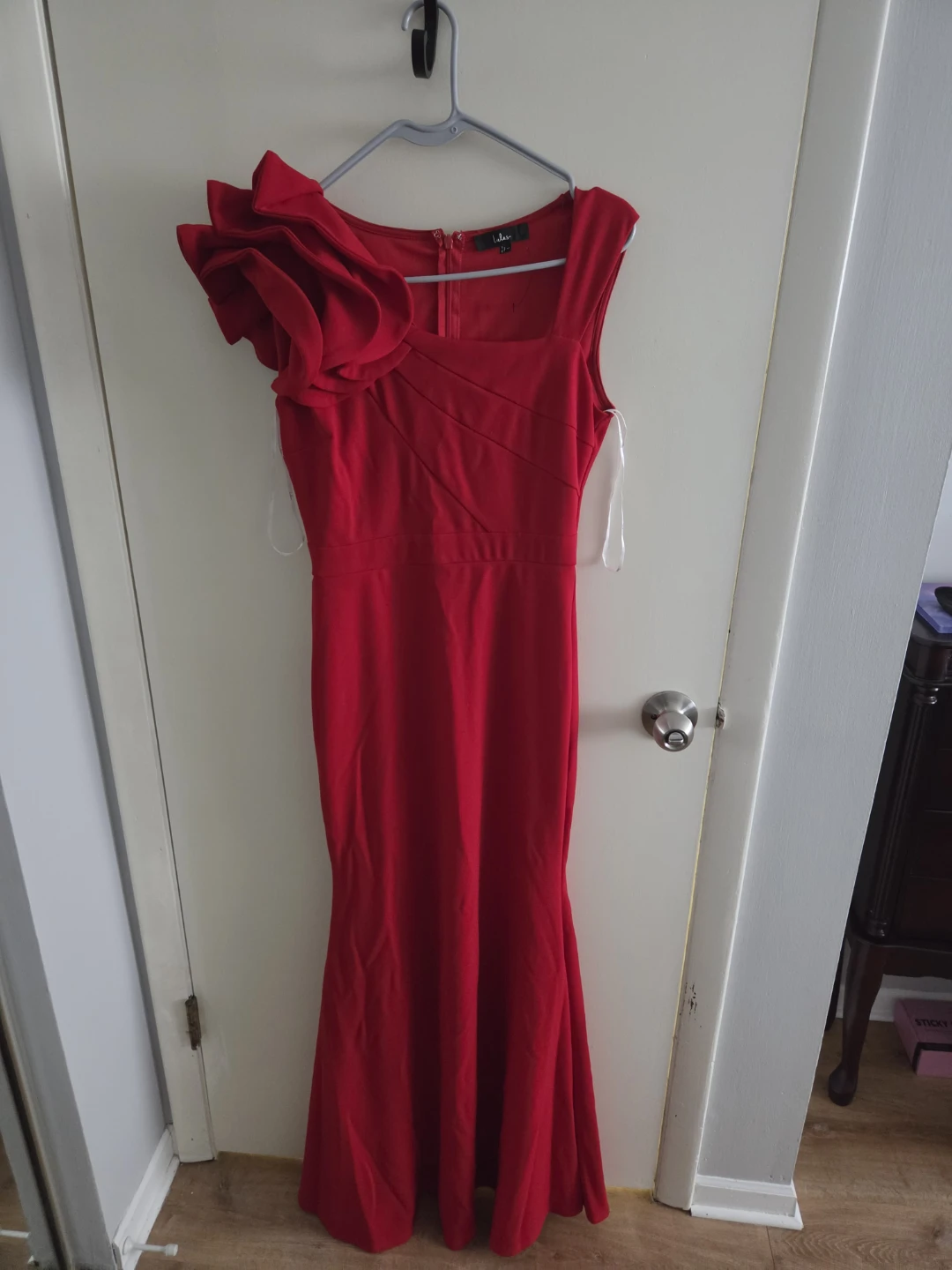 Lulus Red One-Shoulder Ruffle Dress