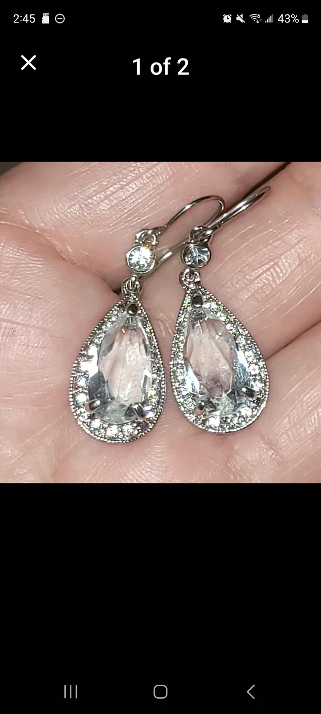 Monet Clear Crystal Teardrop Earrings - photo 2