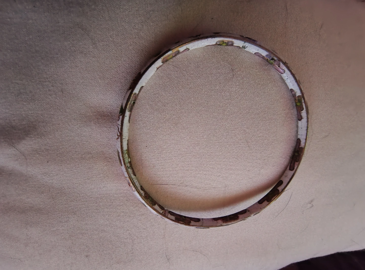 White floral enamel bangle bracelet