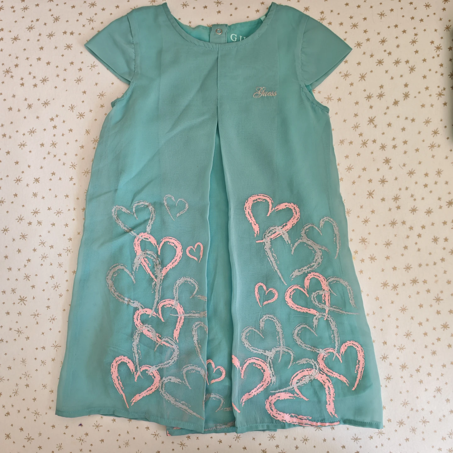 Guess Girls Teal Heart Print Dress 4t - photo 2