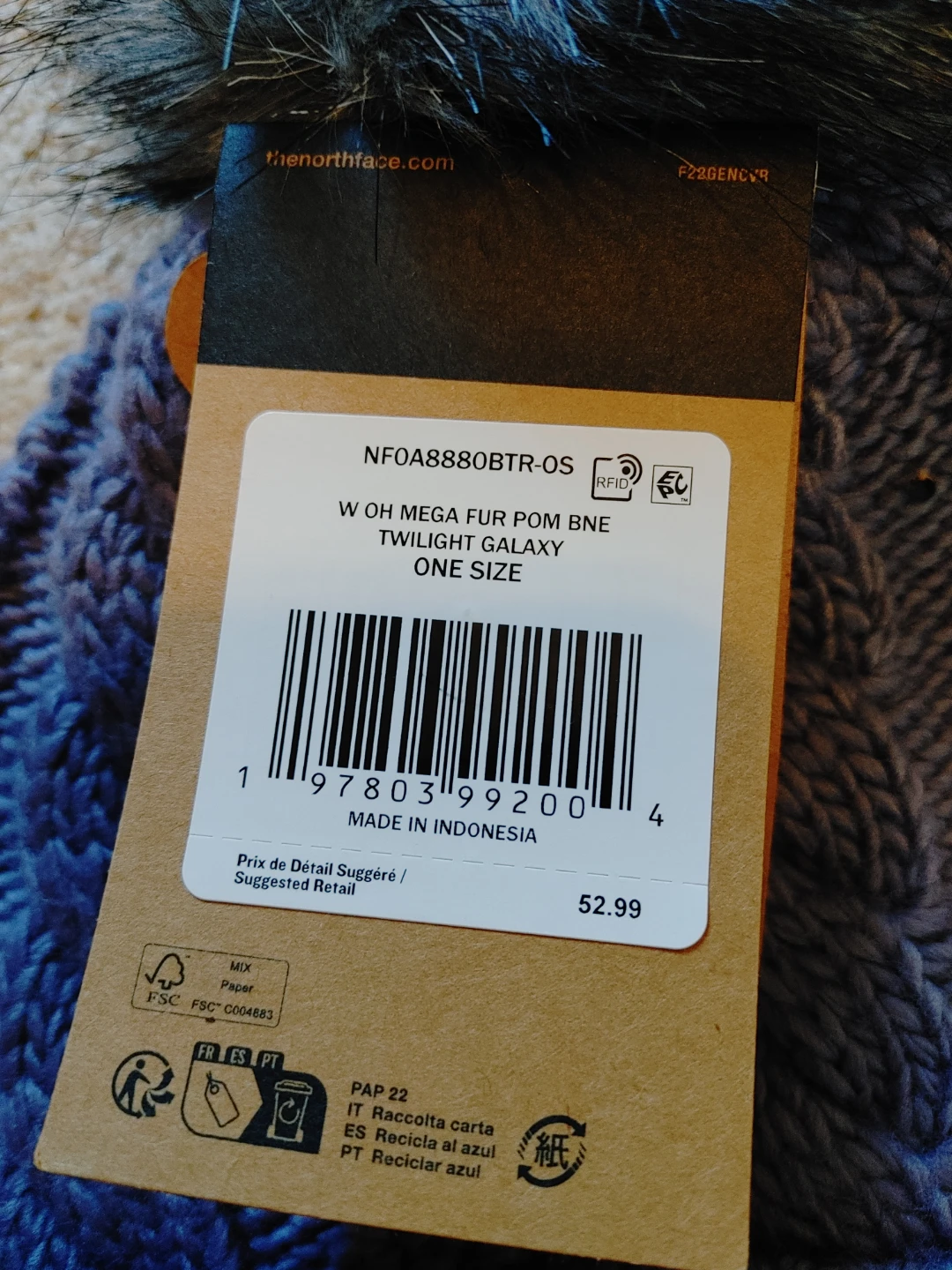The North Face Women's Oh Mega Fur Pom Beanie - Twilight Galaxy - photo 2