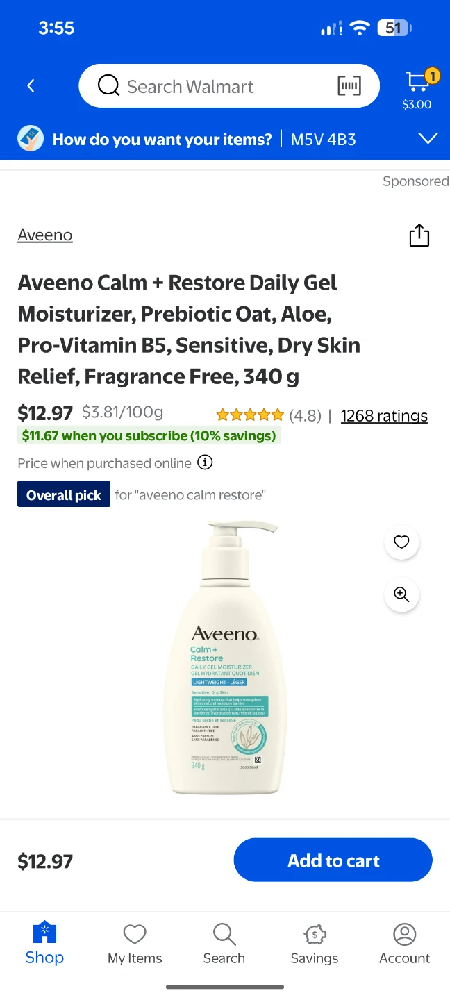 Aveeno Calm + Restore Daily Gel Moisturizer 340g - photo 3