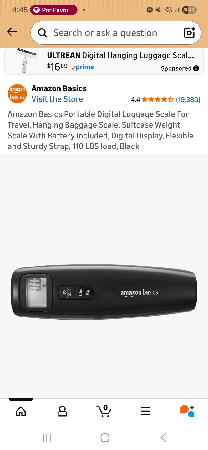 Amazon Basics Portable Digital Luggage Scale