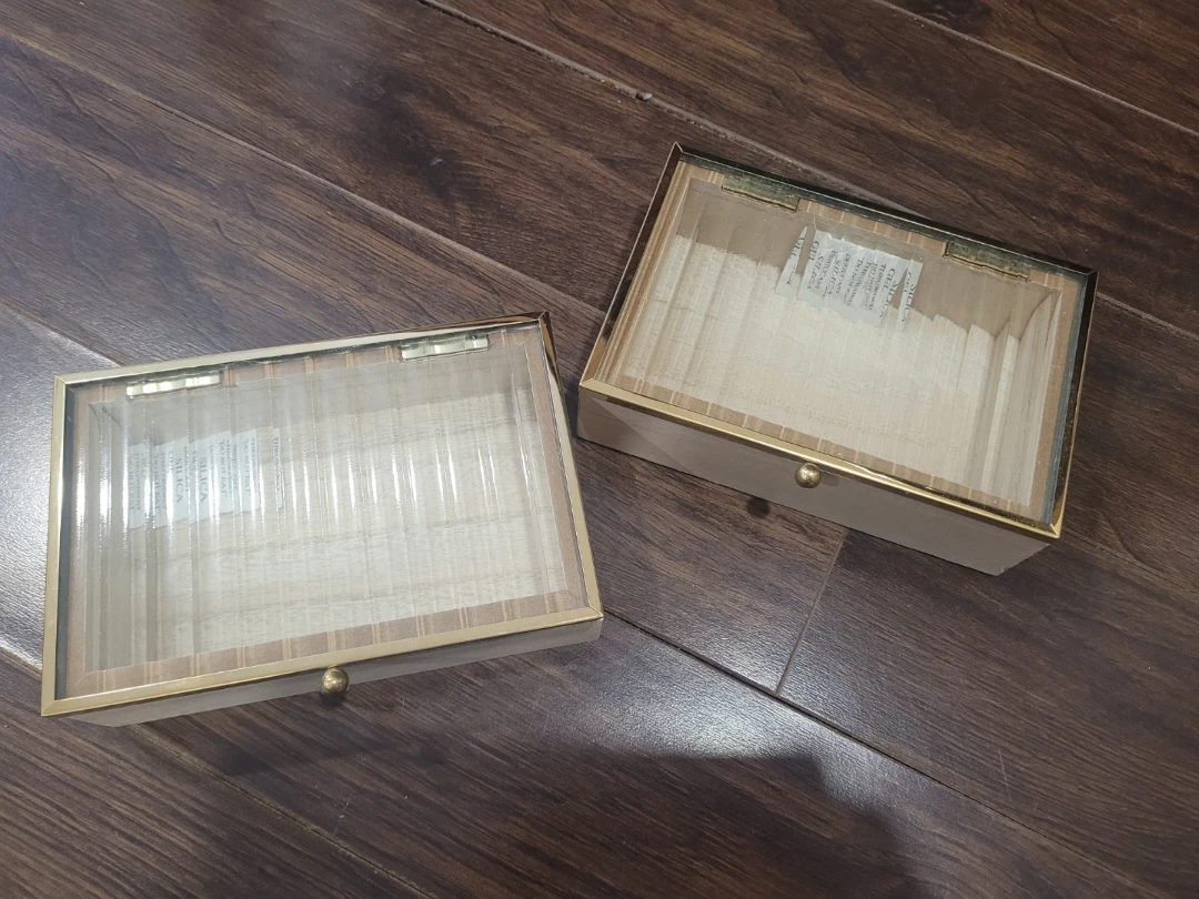 Fluted Glass and Wood  Boxes - Set of 2 (Lowest Price I'm Going)