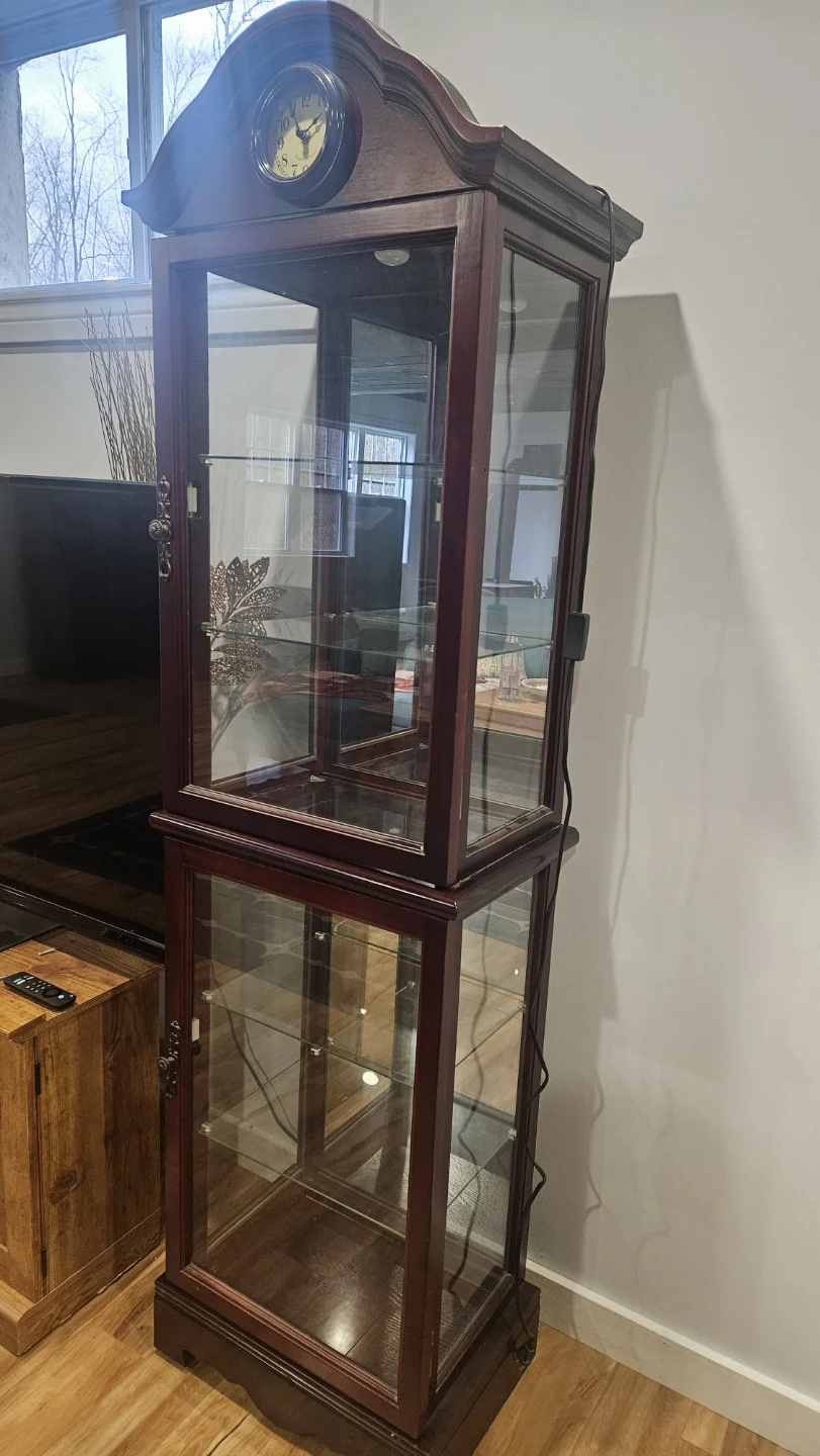 Cherry Curio Cabinet with Clock