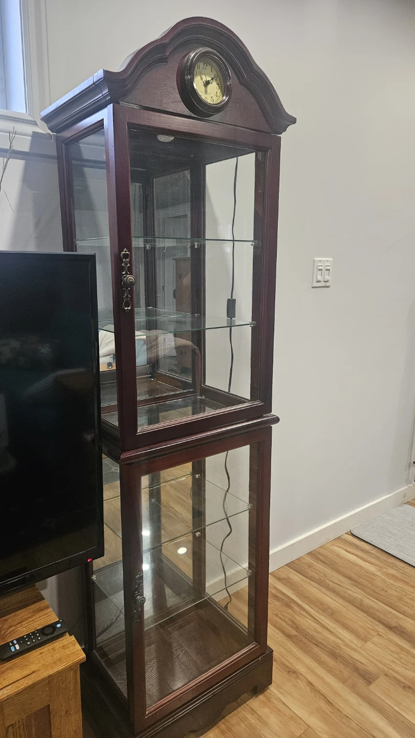 Cherry Curio Cabinet with Clock - photo 2