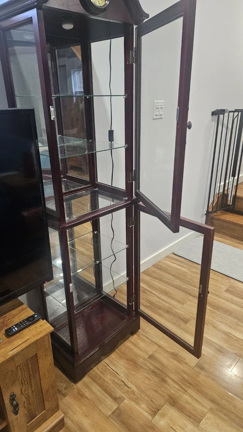 Cherry Curio Cabinet with Clock - photo 3