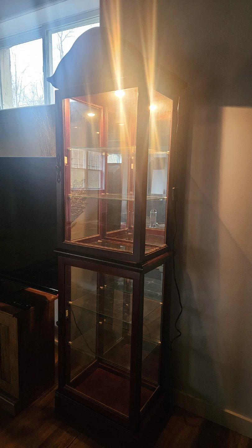 Cherry Curio Cabinet with Clock - photo 4