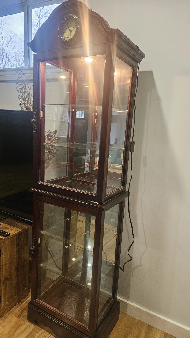 Cherry Curio Cabinet with Clock - photo 5