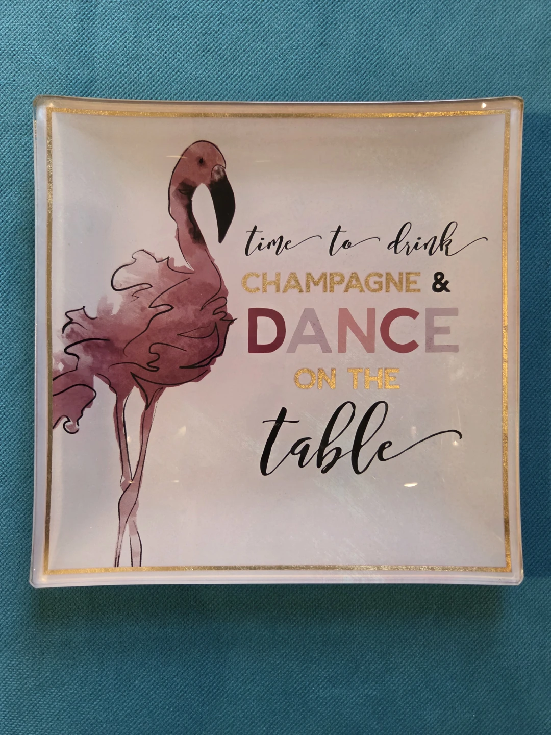 Fun Decorative Square Tray w/ Flamingo 7"